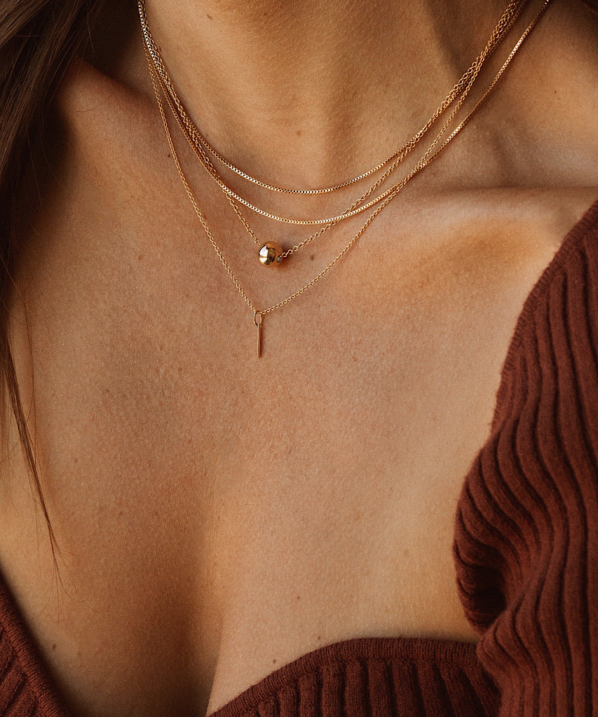Micro 14k Gold Bar Necklace