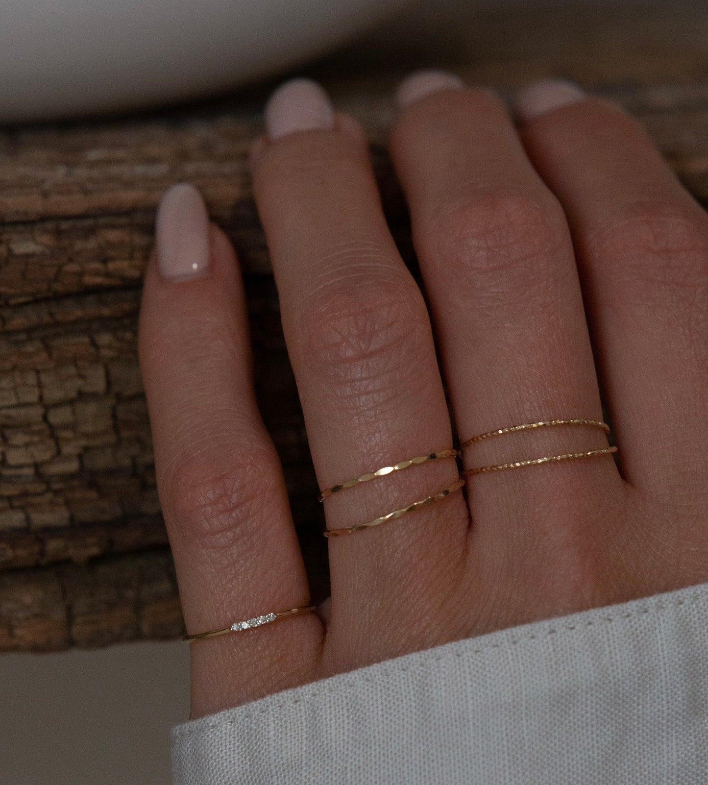 14K Diamond Tiny Pinky Ring