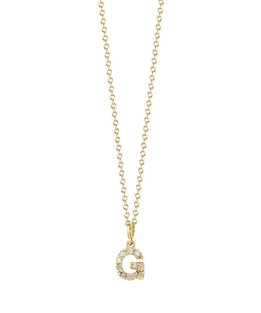 14K TINY Diamond Initial Necklace