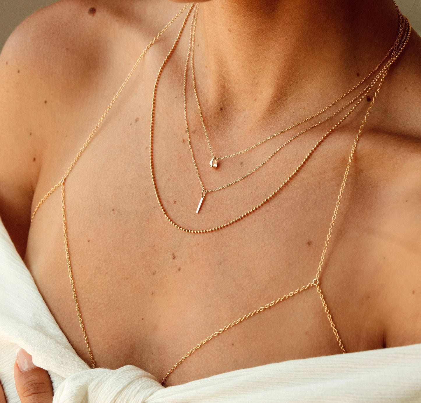 Micro 14k Gold Teardrop Necklace