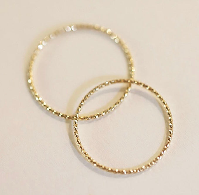Tiny Solid 14k Gold Sparkle Band