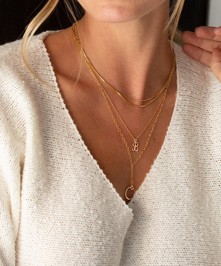 14K Gold Filled Script Initial Necklace