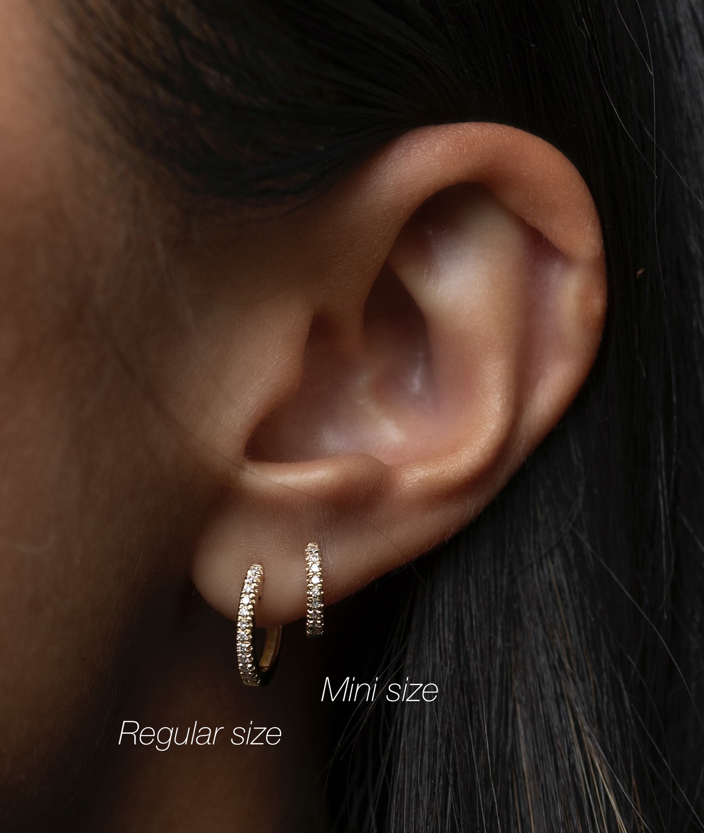 MINI 14K Diamond Huggies