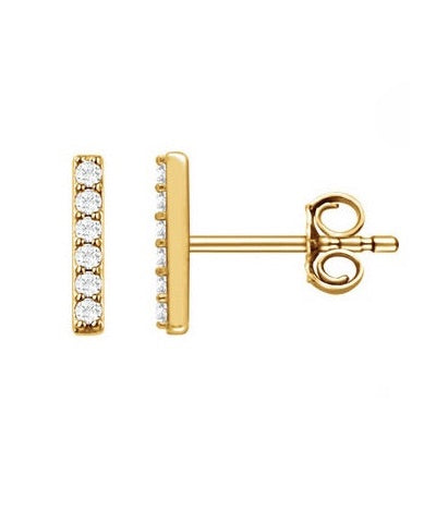 14K Diamond Bar Studs