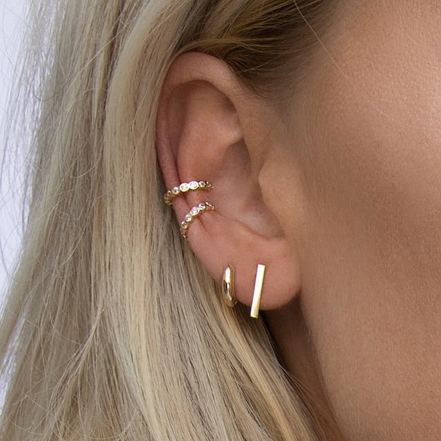 14K Long Bar Studs
